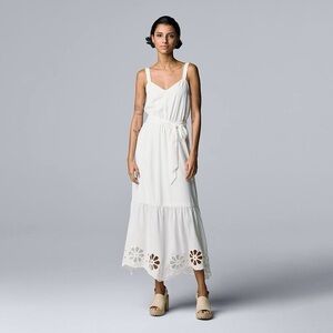 Simply Vera - Vera Wang Women’s Embroidered-Hem Maxi Tank Dress